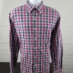 PETER MILLAR Mens Button Down Cotton Plaid Sz XL